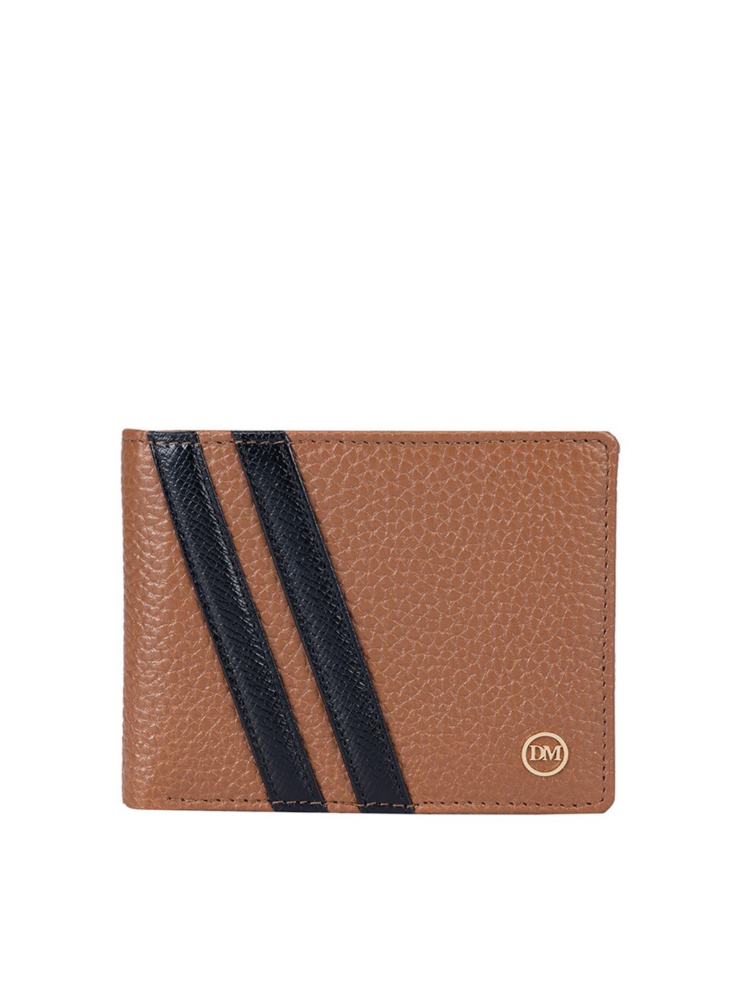 

Da Milano Men Striped Leather Two Fold Wallet, Brown