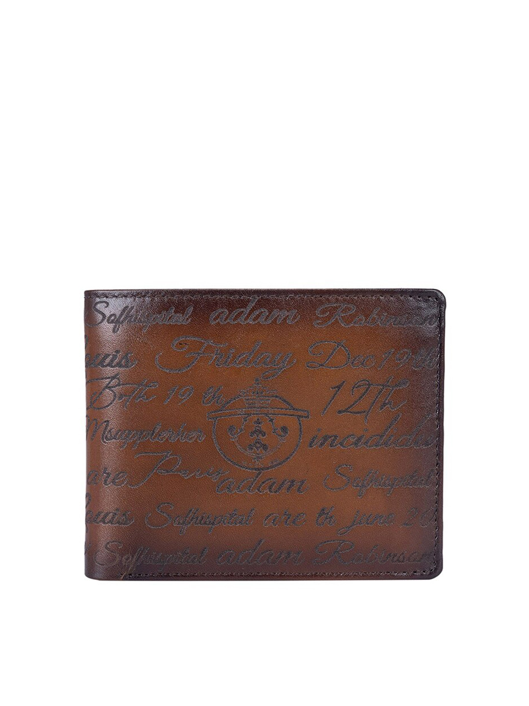 

Da Milano Men Textured Leather Two Fold Wallet, Brown
