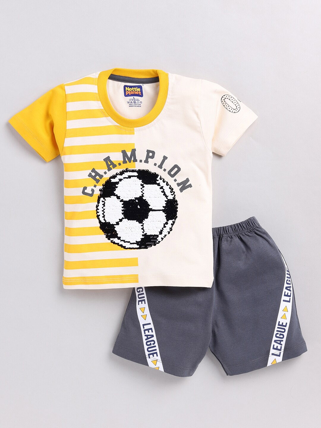 

Nottie Planet Football Printed T-shirt with Shorts, Yellow