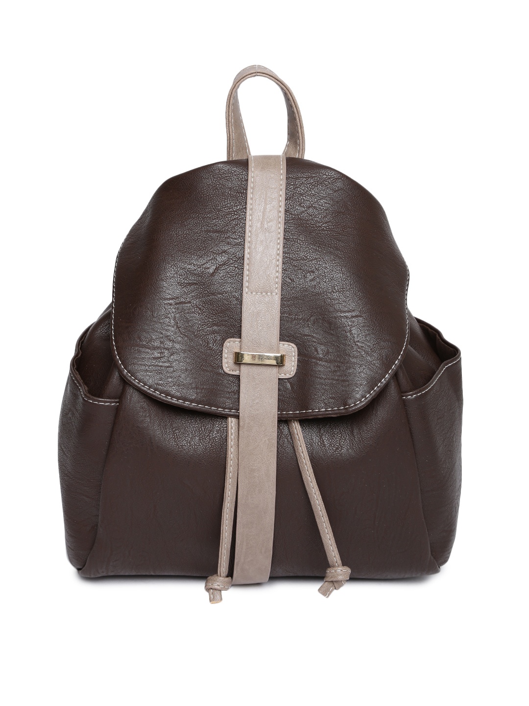 

Mast & Harbour Women Coffee Brown Solid Backpack