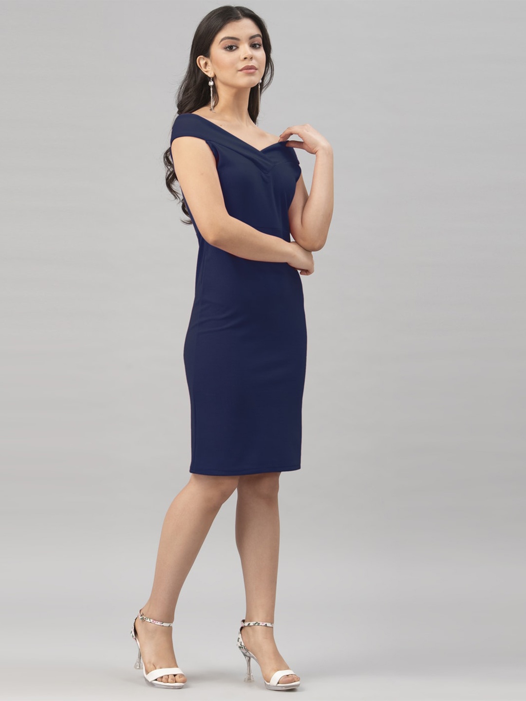 

Selvia Off-Shoulder Sheath Dress, Navy blue