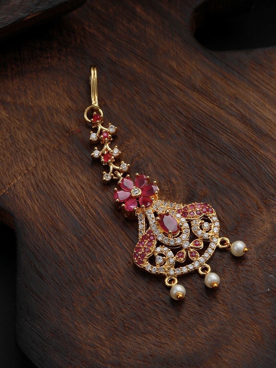 

Jazz and Sizzle Gold-Plated AD-Studded & Beaded Maang Tikka