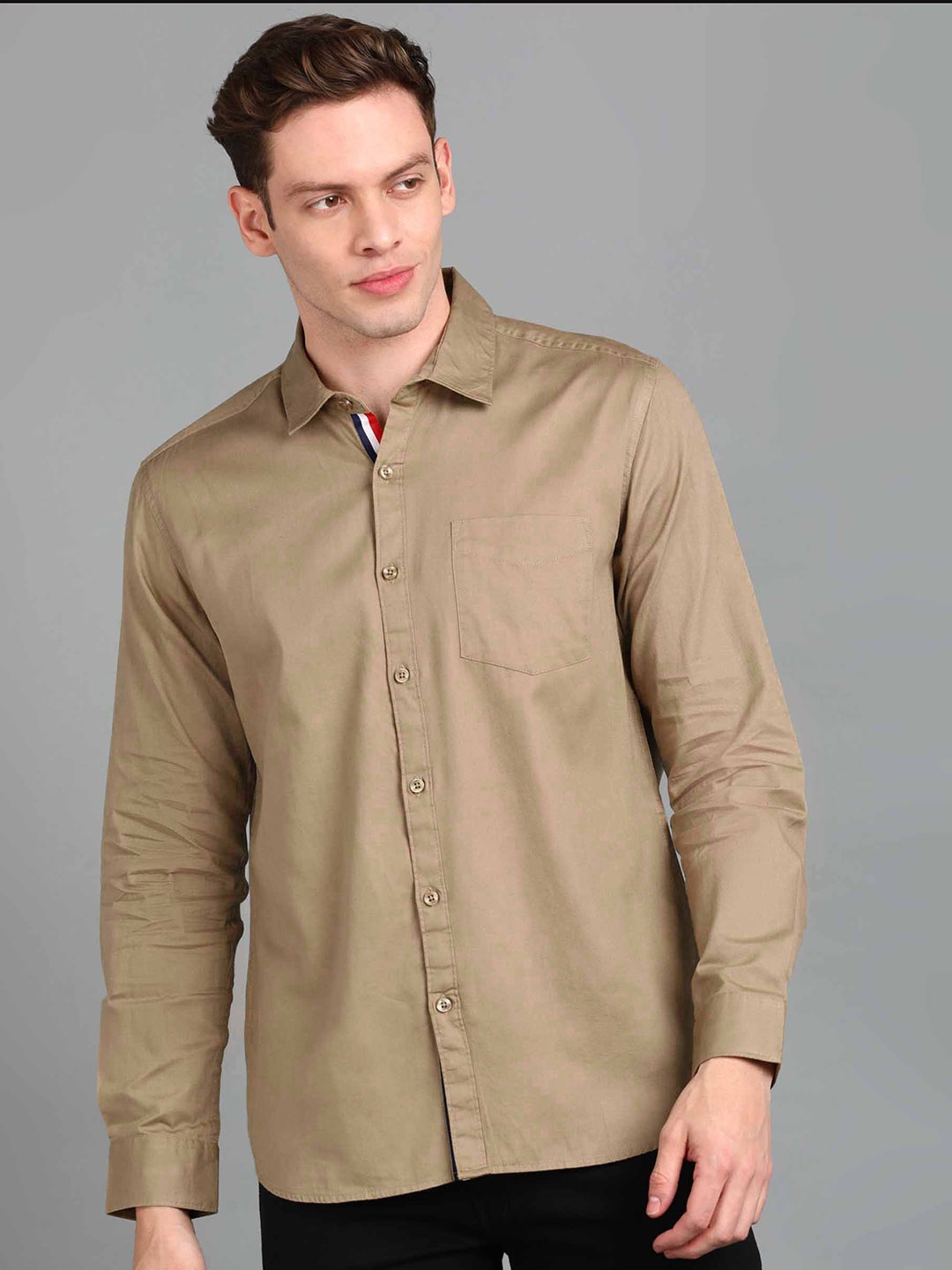 

Urbano Fashion Men Slim Fit Opaque Casual Shirt, Khaki