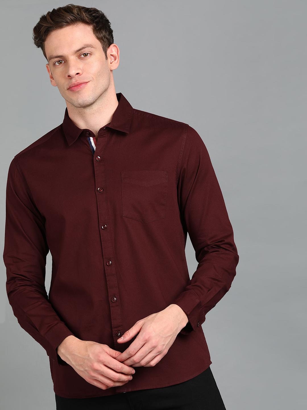 

Urbano Fashion Spread Collar Slim Fit Pure Cotton Casual Shirt, Maroon