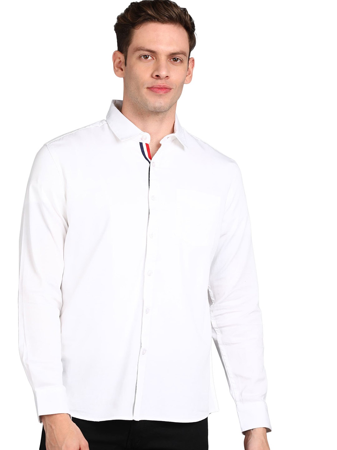 

Urbano Fashion Men Cotton Slim Fit Opaque Casual Shirt, White