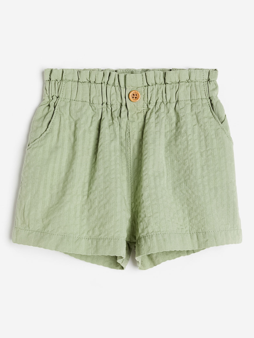 

H&M Girls Pure Cotton Paper Bag Shorts, Green