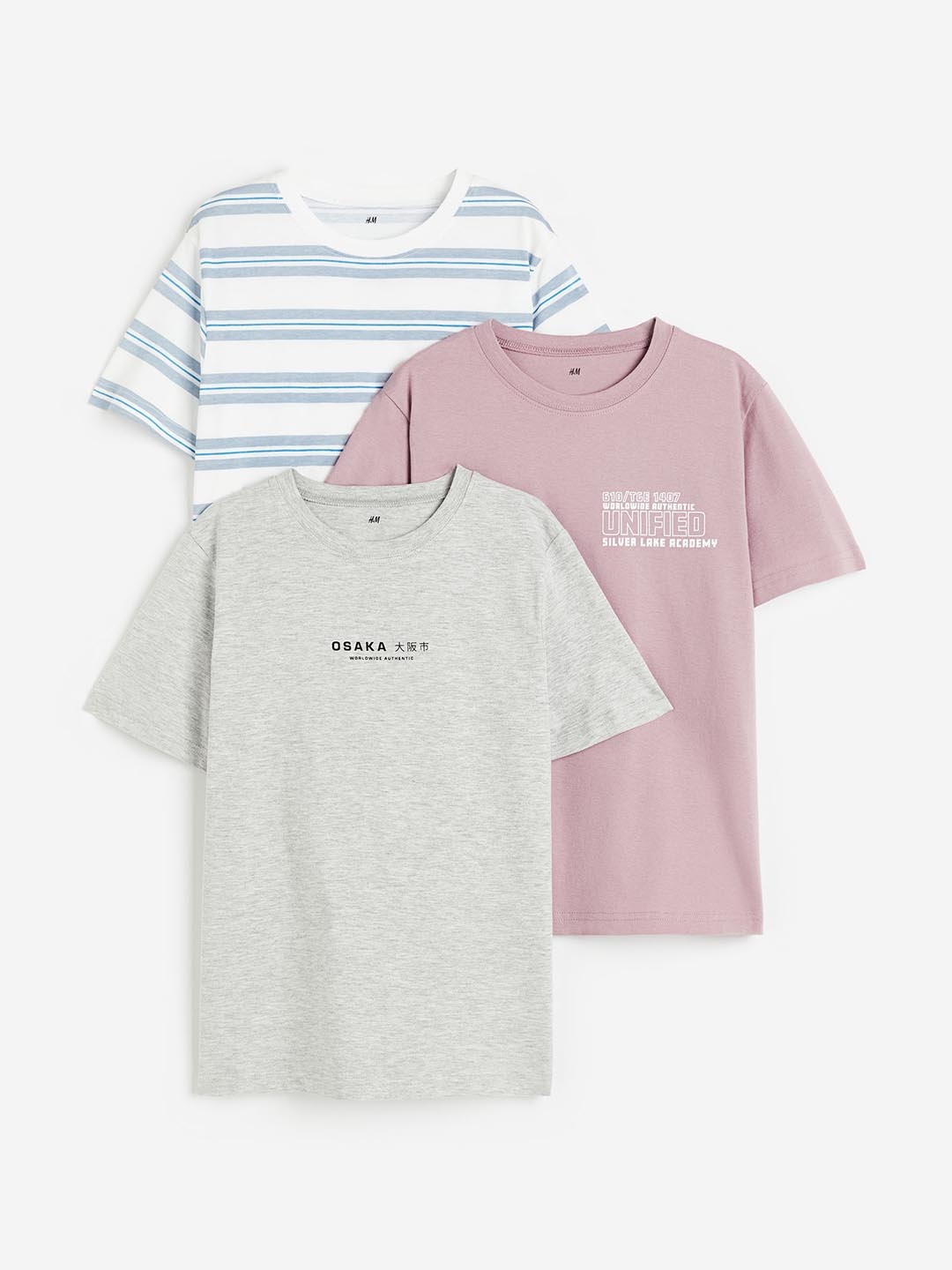 

H&M Boys 3-Pack Cotton T-Shirts, Grey