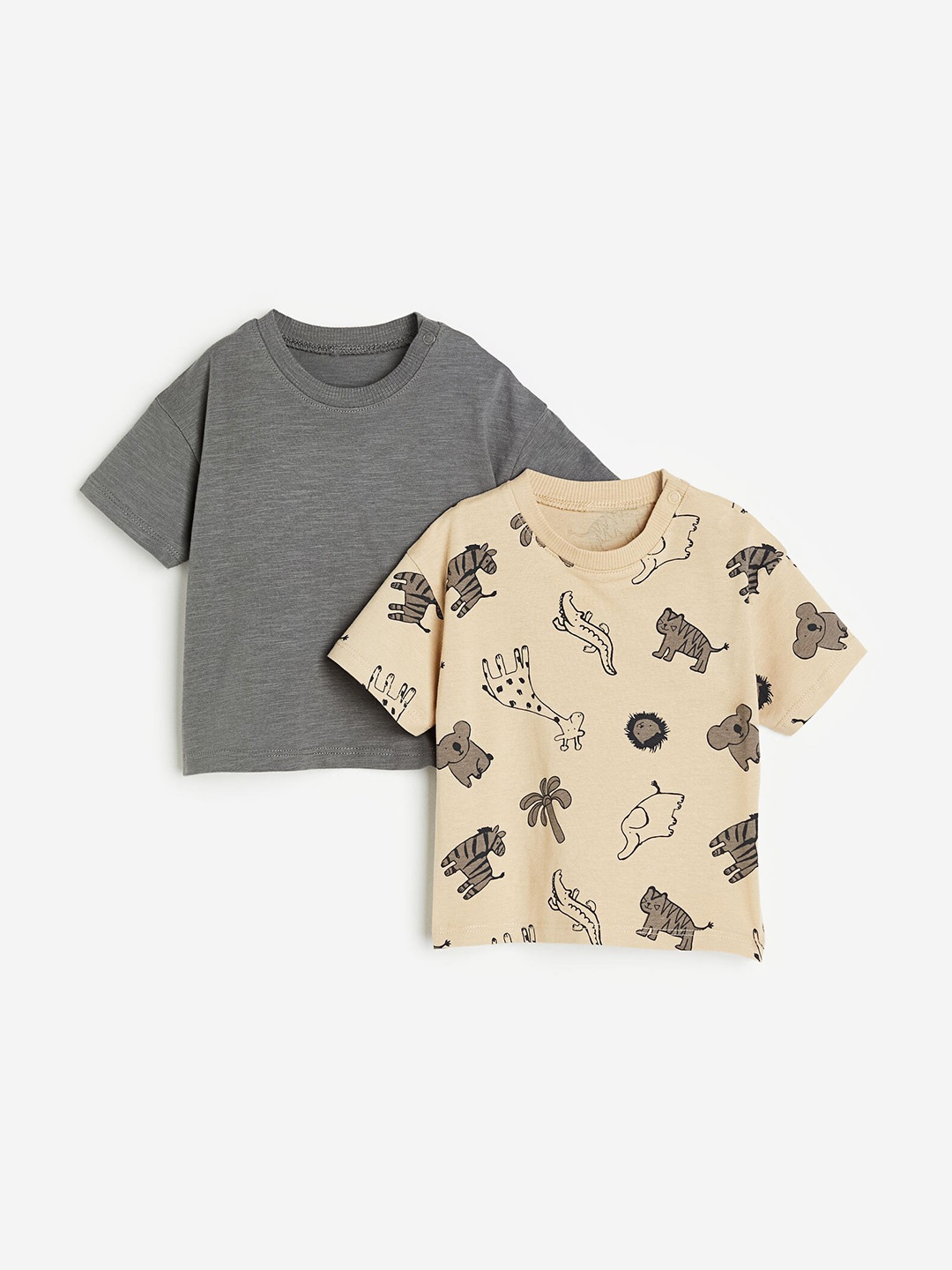 

H&M Boys 2-Pack Pure Cotton T-shirts, Beige