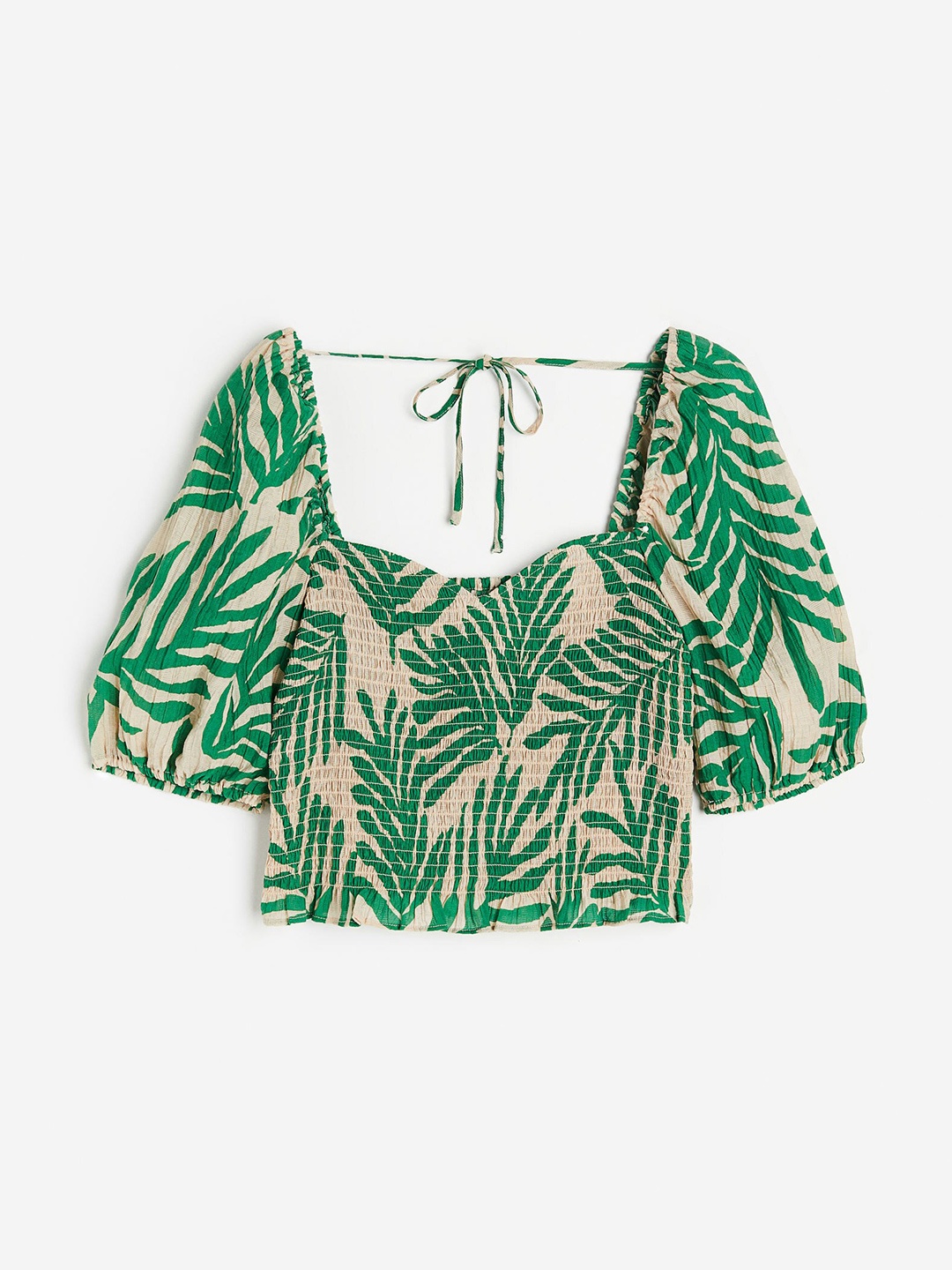 

H&M Women Smocked Top, Green