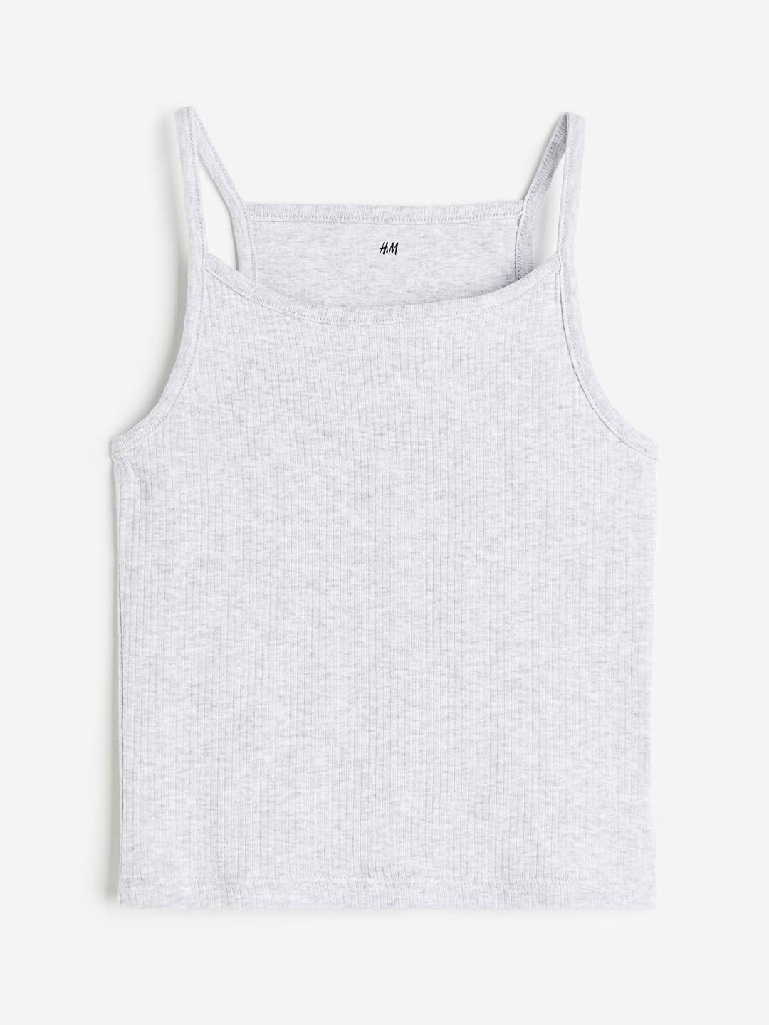 

H&M Girls Ribbed Vest Top, Grey