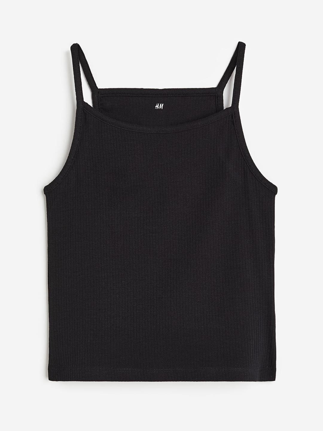 

H&M Girls Ribbed Vest Top, Black