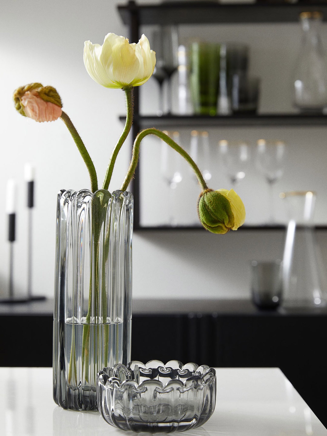

H&M Grey Tall Glass Vase