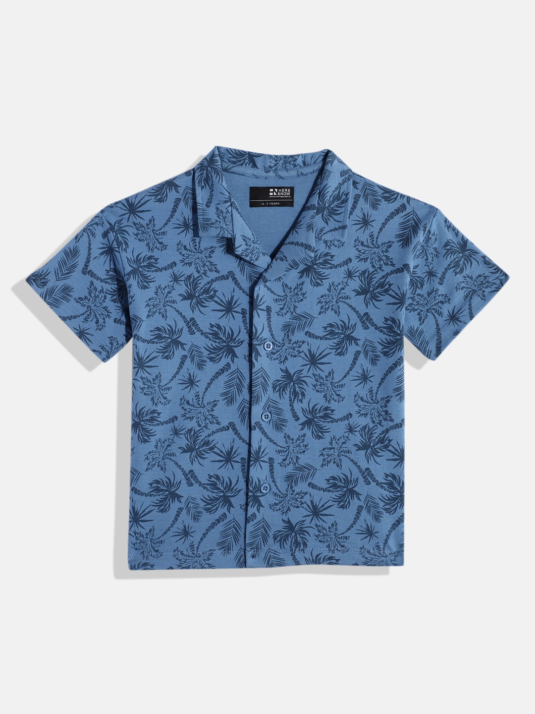 

HERE&NOW Boys Floral Opaque Printed Casual Shirt, Blue