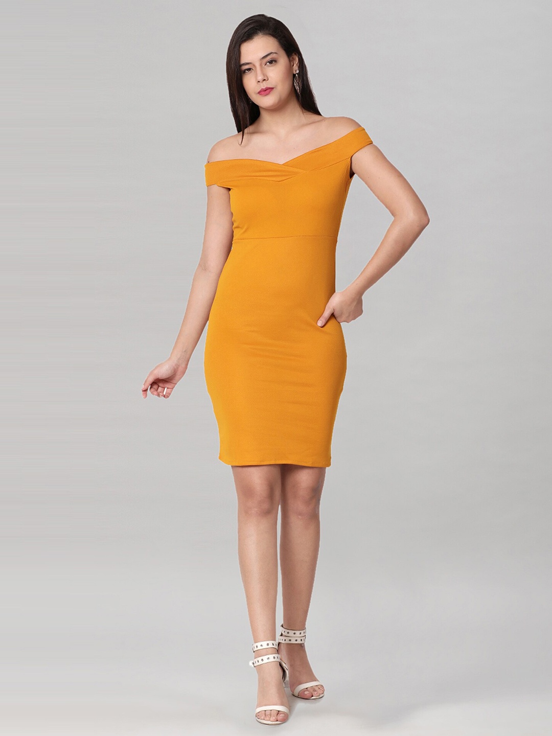 

Selvia Off-Shoulder Bodycon Dress, Mustard