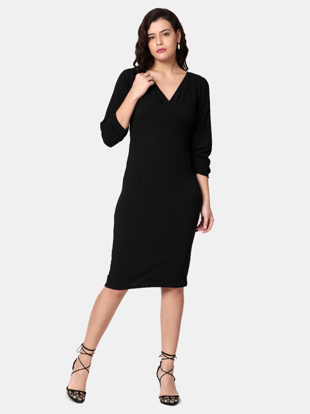 

Selvia V-Neck Sheath Dress, Black