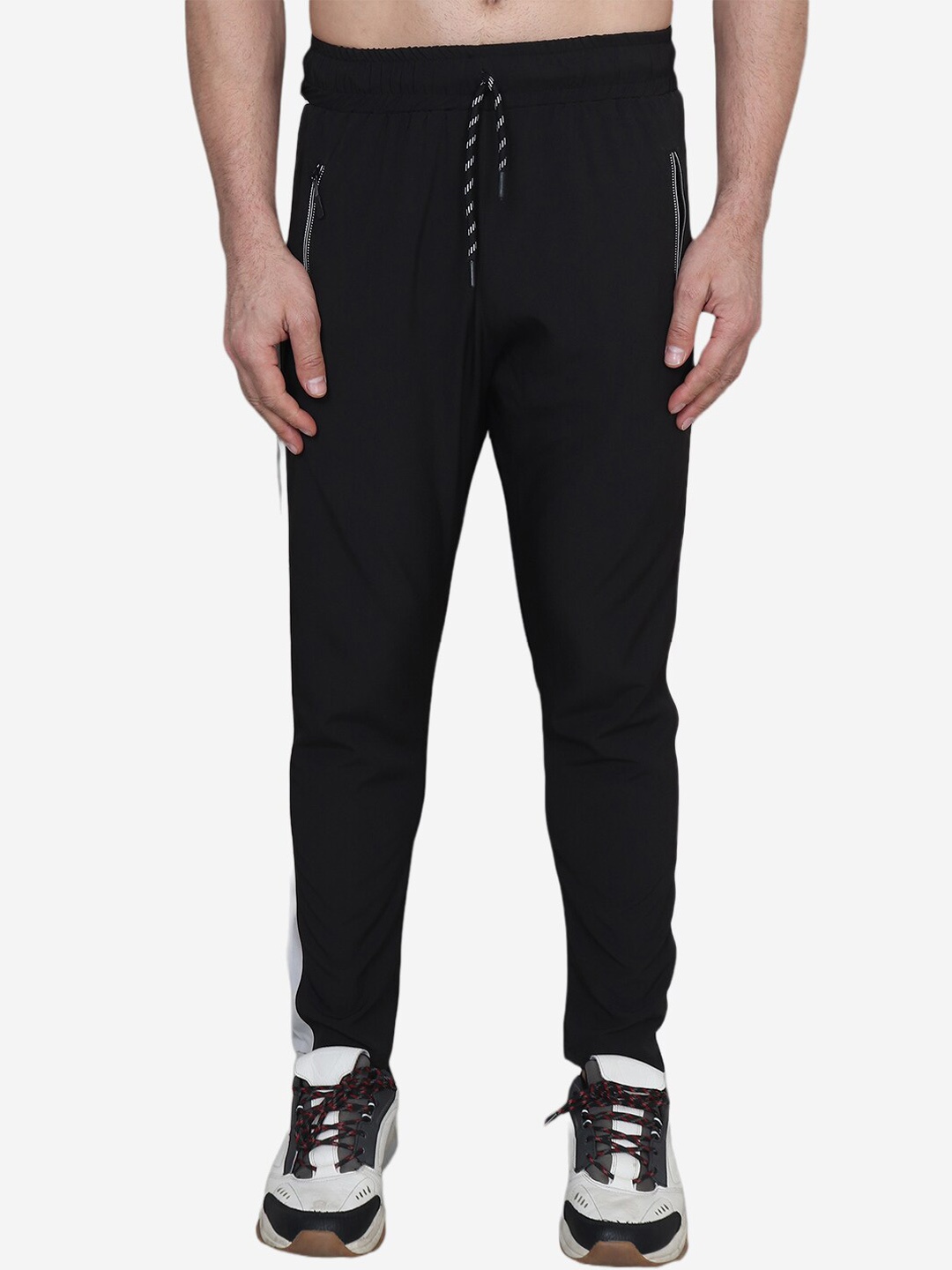 

Xohy Men Mid-Rise Cotton Lycra Track Pants, Black