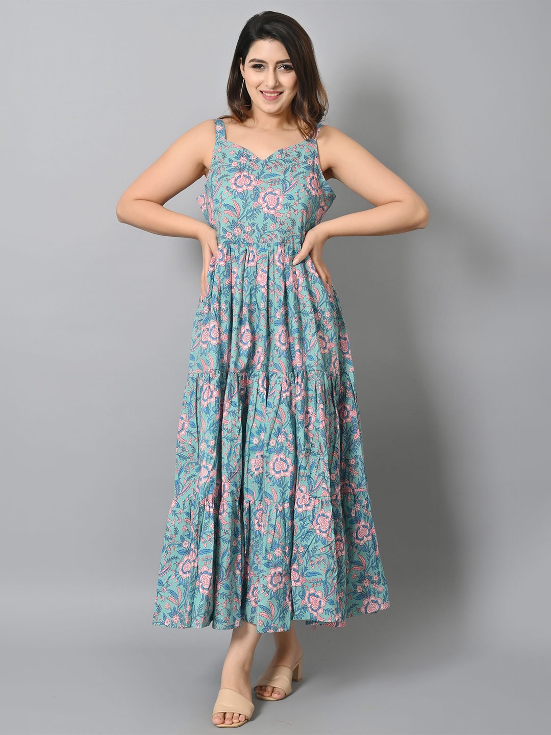 

VASTRAMANIAA Floral Print Maxi Dress, Blue