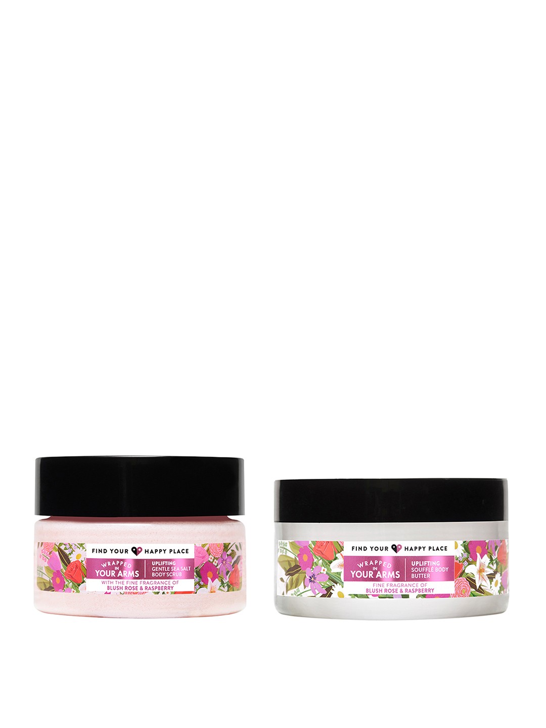 

FIND YOUR HAPPY PLACE Wrapped In Your Arms Exfoliating Body Scrub 250 g+ Body Butter 200 g, Pink
