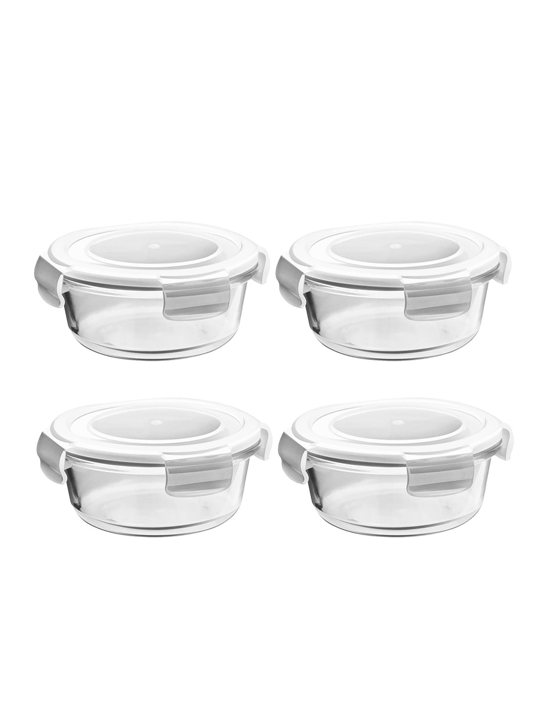 

Treo Store Fresh Round Glass 4 Pieces Transparent Storage Containers 580 ml Each