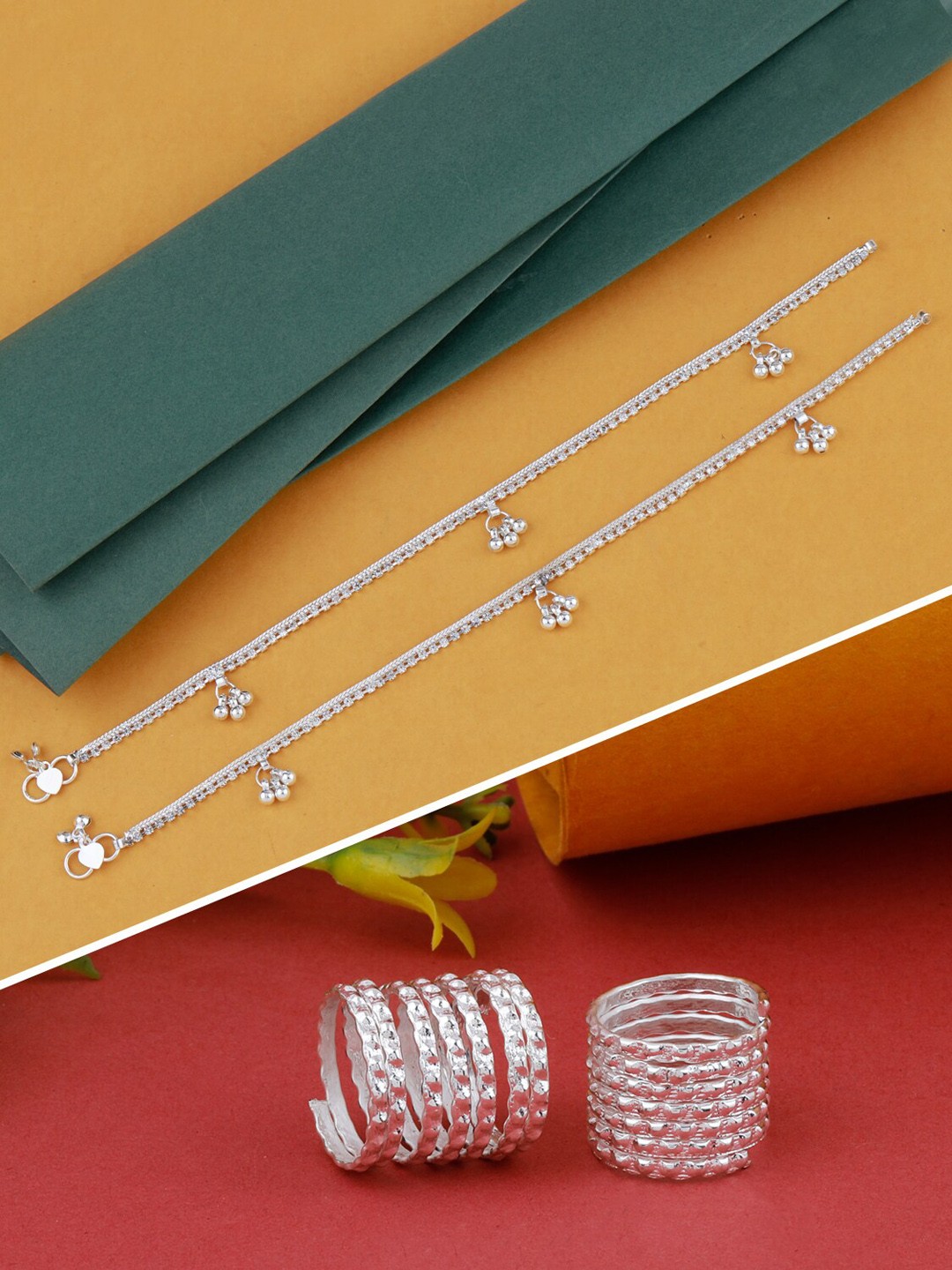 

Silver Shine Set Of 2 Silver-Plated Anklets And Toe Rings