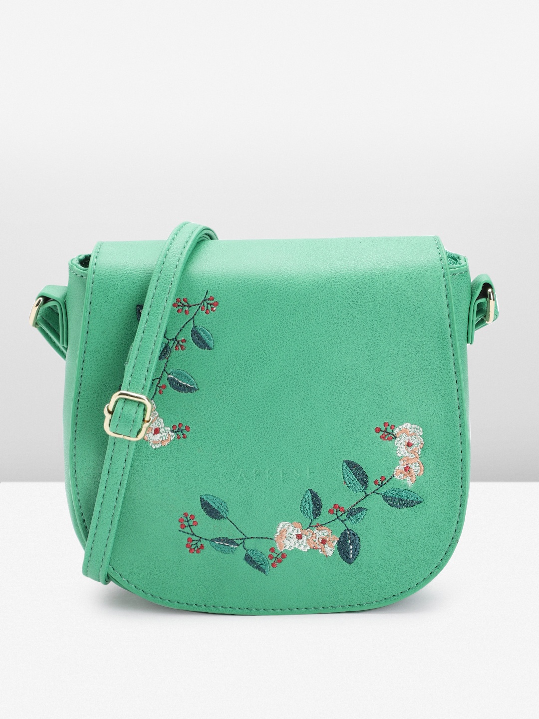 

Caprese Leather Structured Sling Bag, Teal