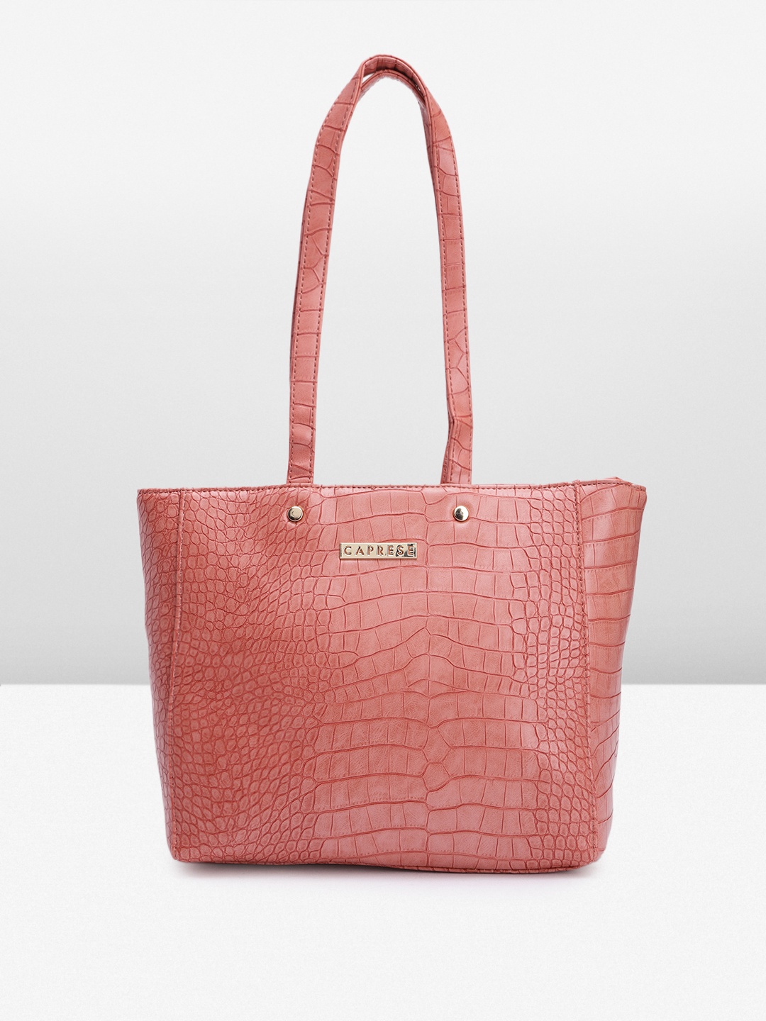 

Caprese Crocodile Textured Leather Structured Shoulder Bag, Peach