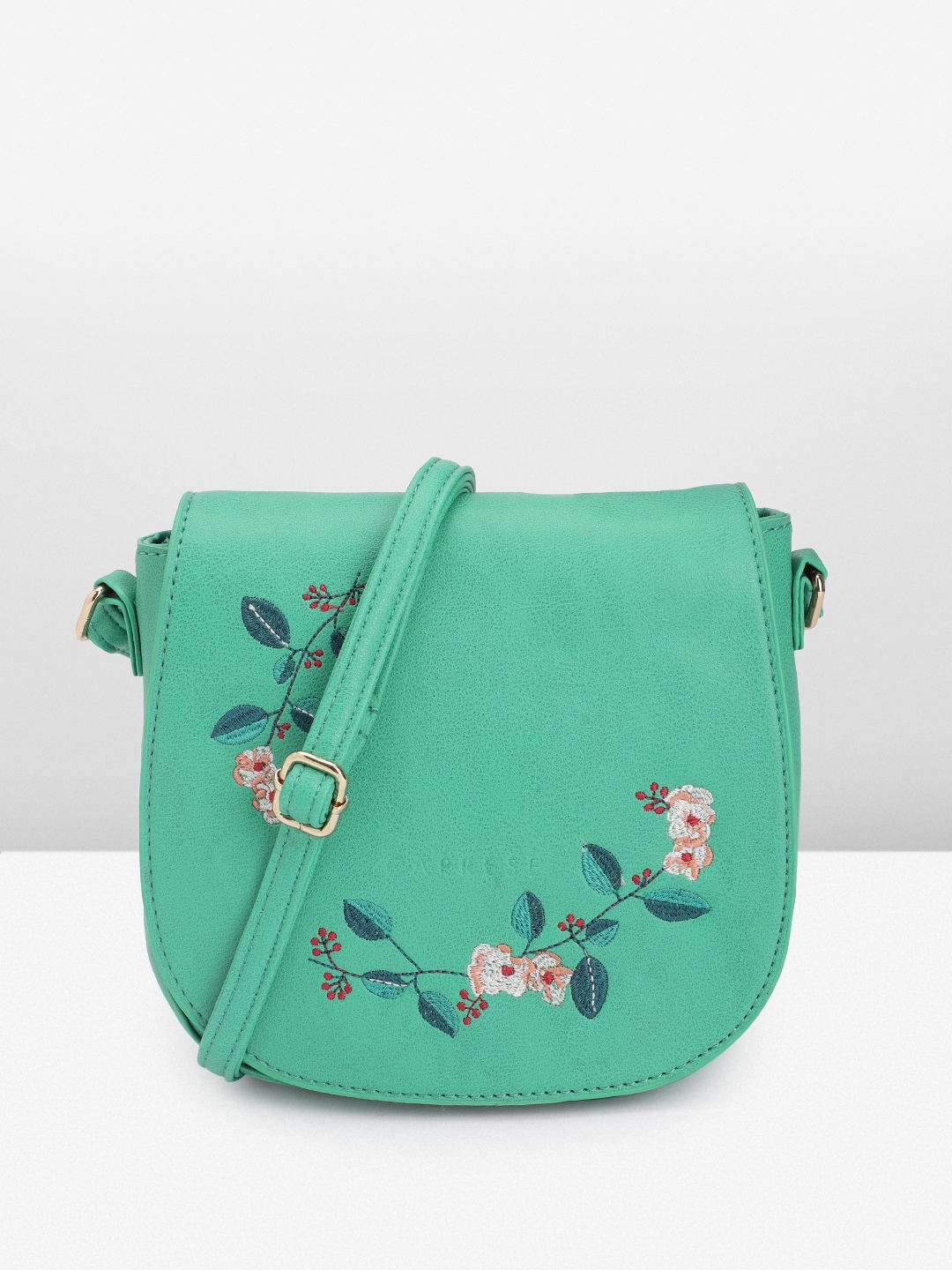 

Caprese Floral Embroidered Sling Bag, Green