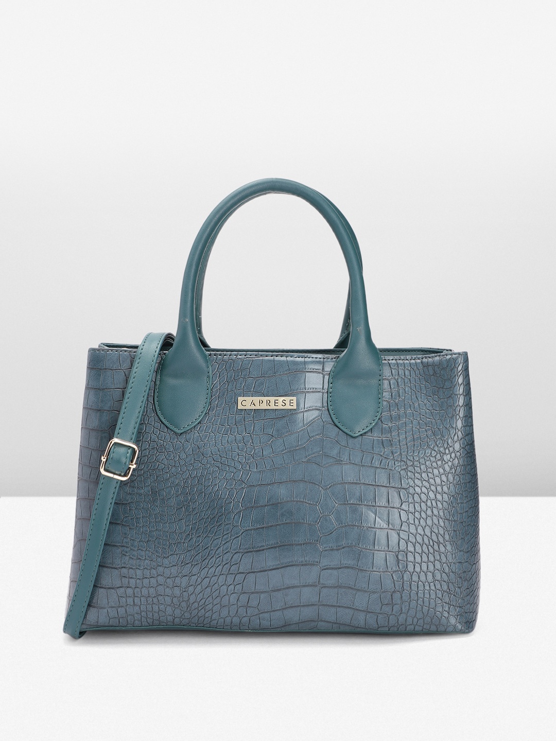 

Caprese Textured Leather Handheld Bag, Teal