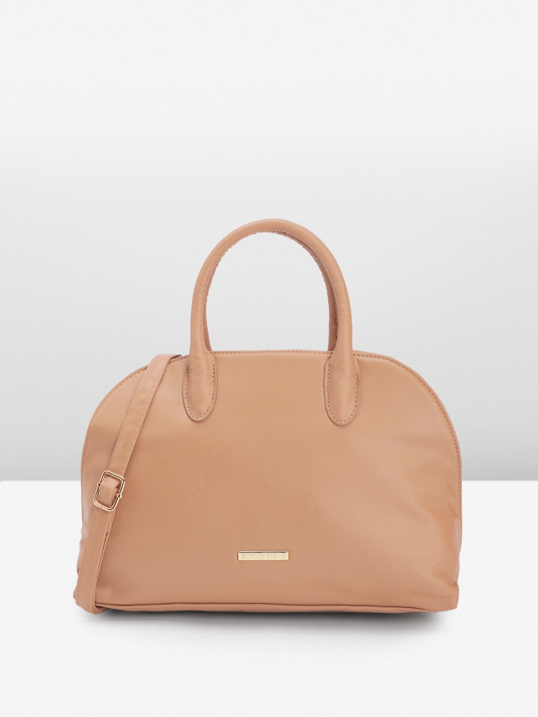 

Caprese Women Solid Leather Handheld Bag, Beige