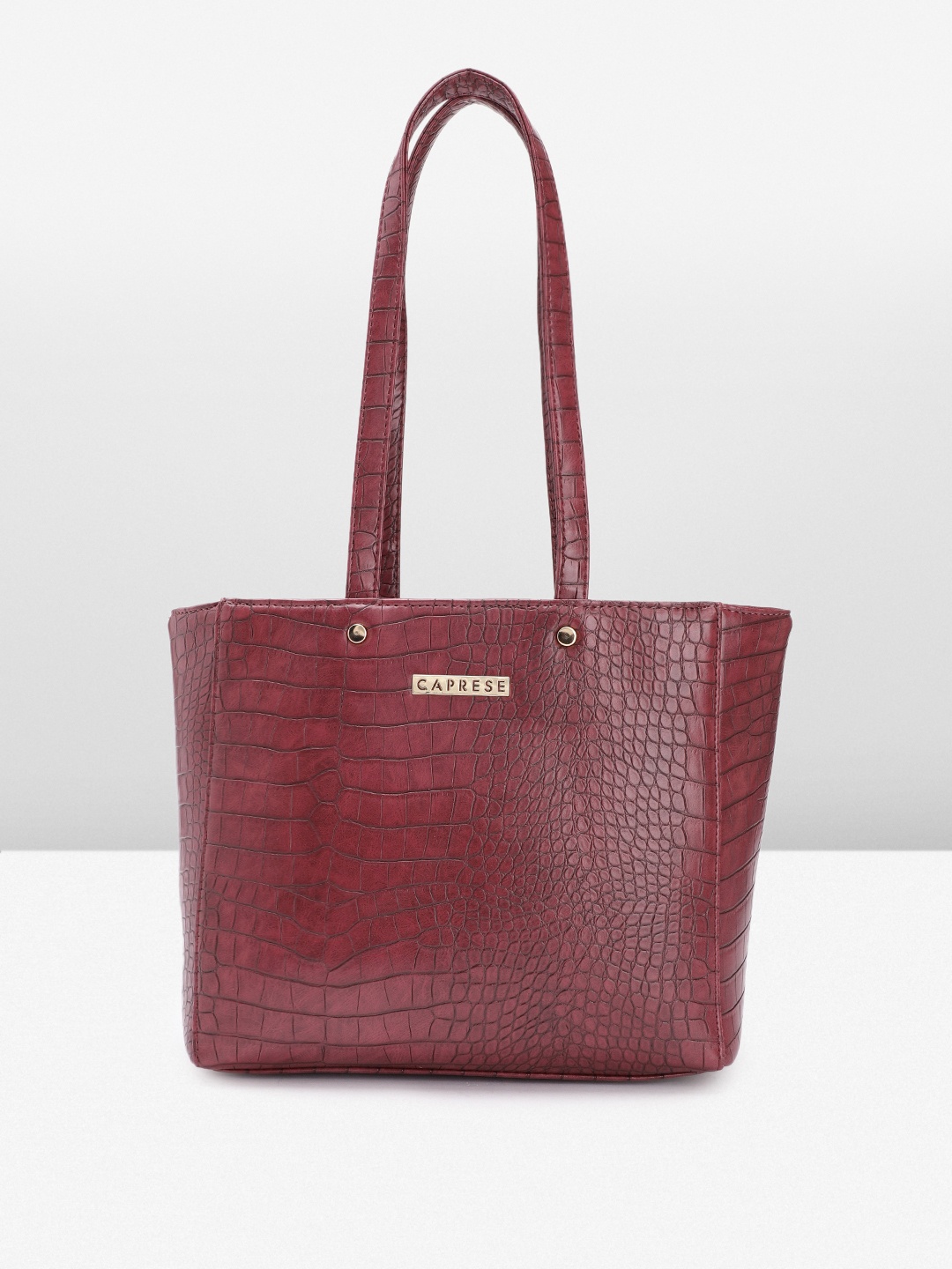 

Caprese Crocodile Textured Leather Structured Shoulder Bag, Maroon