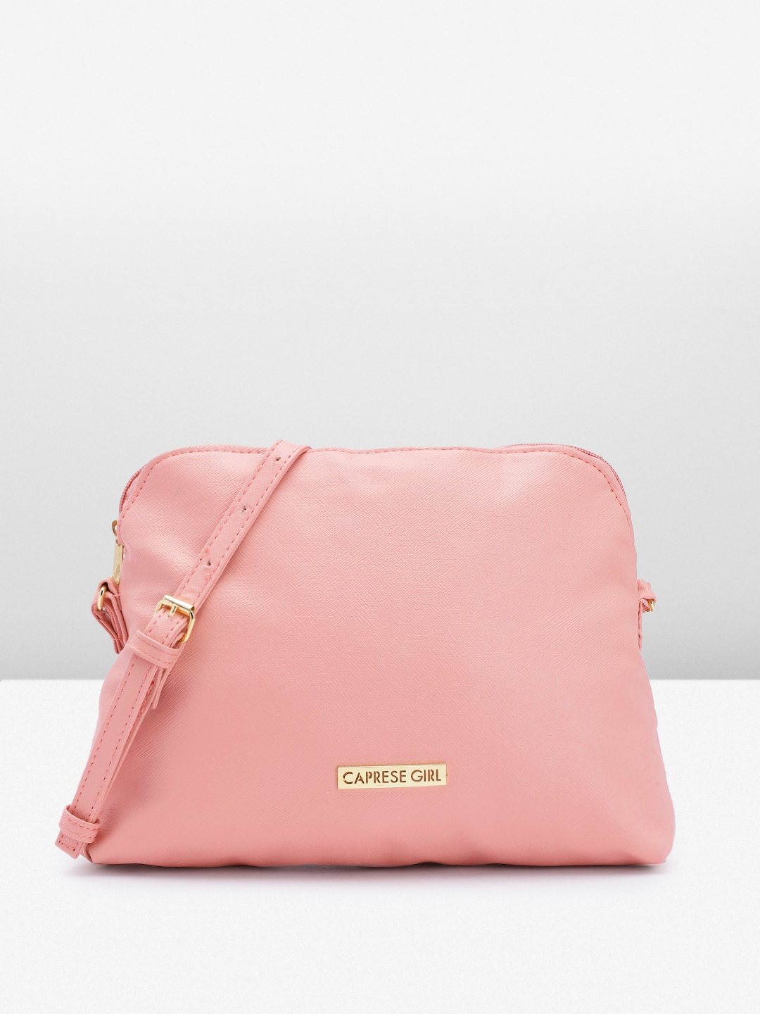 

Caprese Leather Structured Sling Bag, Pink