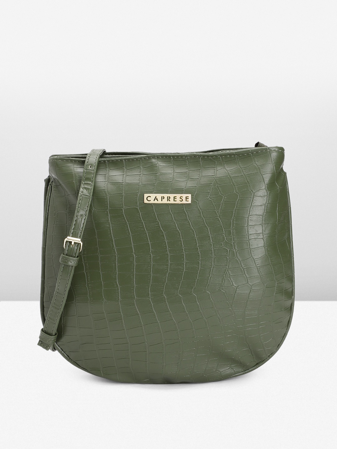 

Caprese Textured Leather Sling Bag, Olive