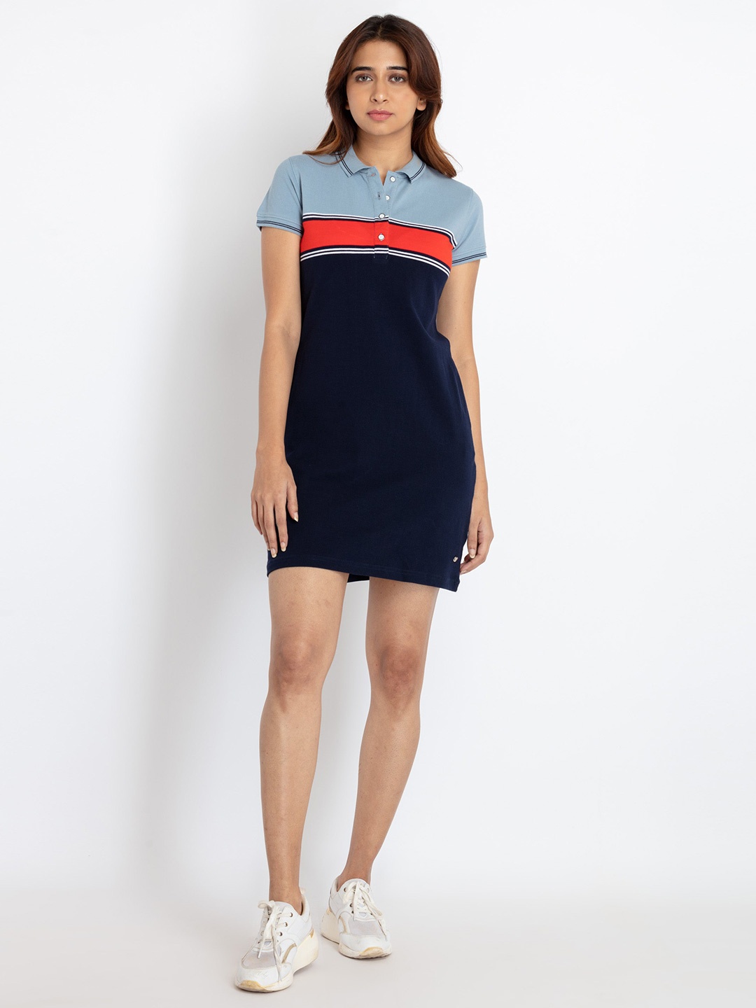 

Status Quo Colourblocked T-shirt Mini Dress, Blue