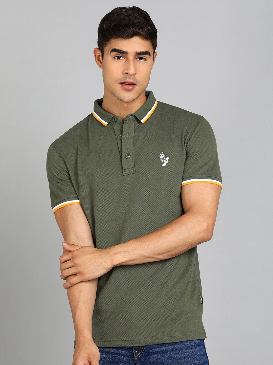 

Alan Jones Polo Collar Short Sleeves Slim Fit T-shirt, Olive