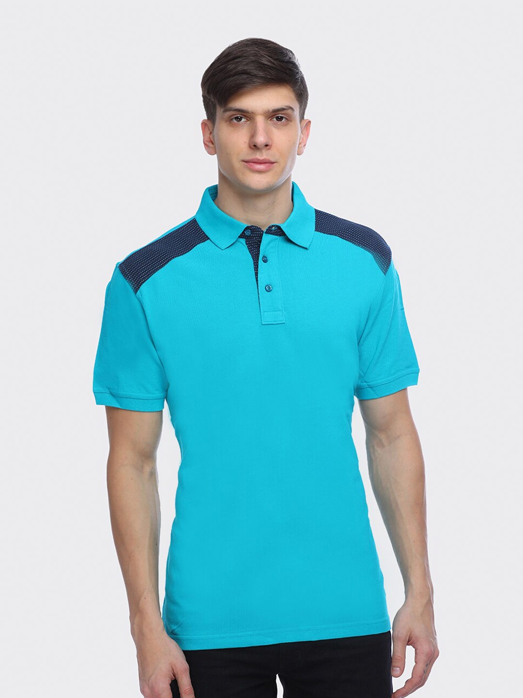 

LEAD & RIDE Polo Collar Cotton T-shirt, Blue