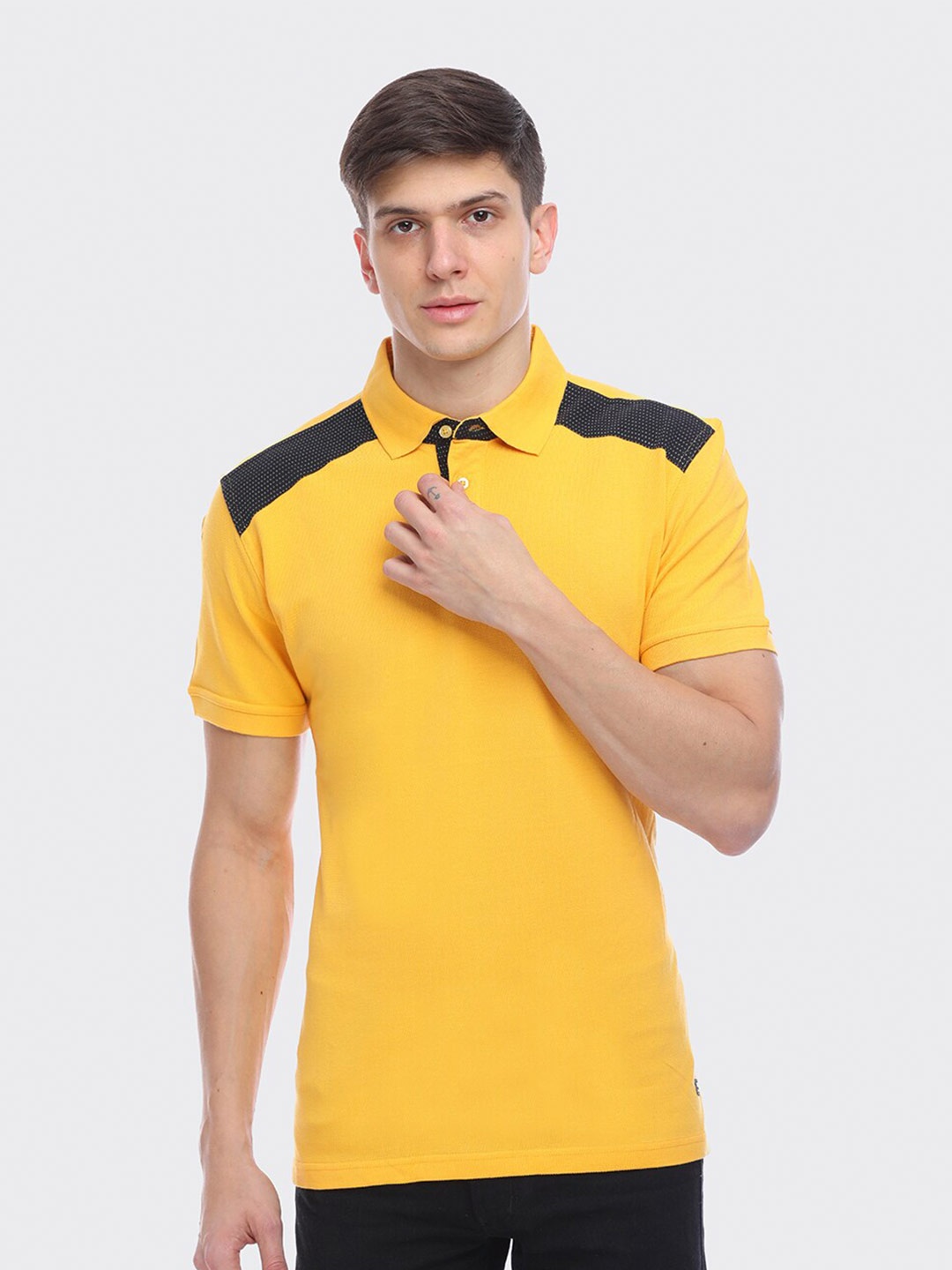 

LEAD & RIDE Polo Collar Cotton T-shirt, Yellow