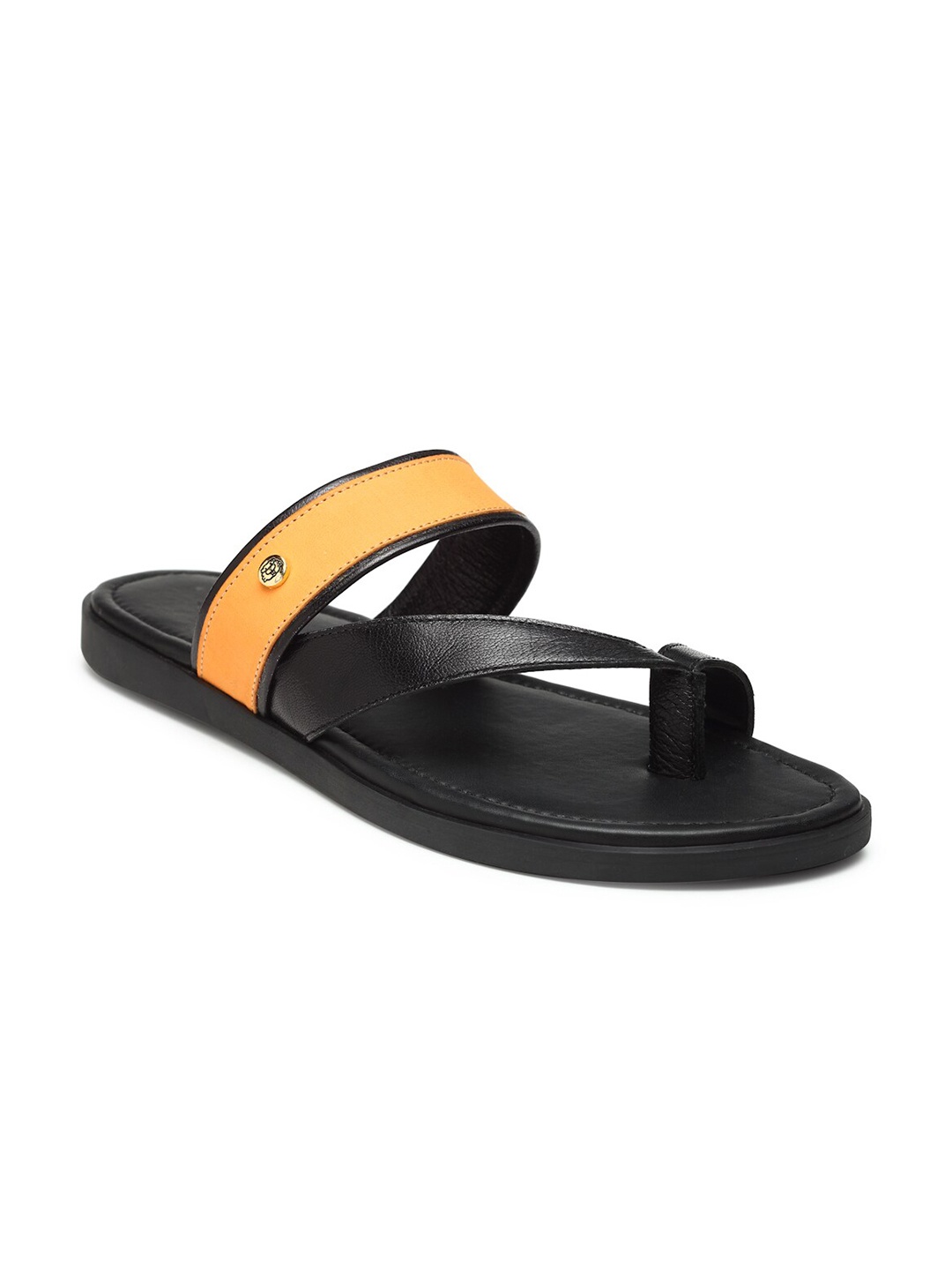 

BEAVER Men Open One Toe Leather Comfort Sandals, Black