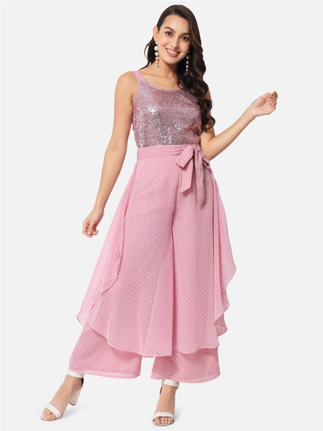 

ALL WAYS YOU Sequinned Embellished Culotte Jumpsuit, Pink