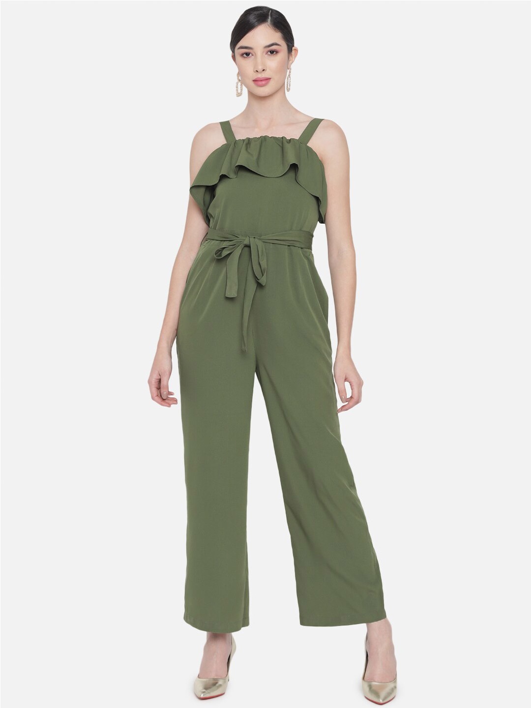 

ALL WAYS YOU Basic Jumpsuit with Ruffles, Green