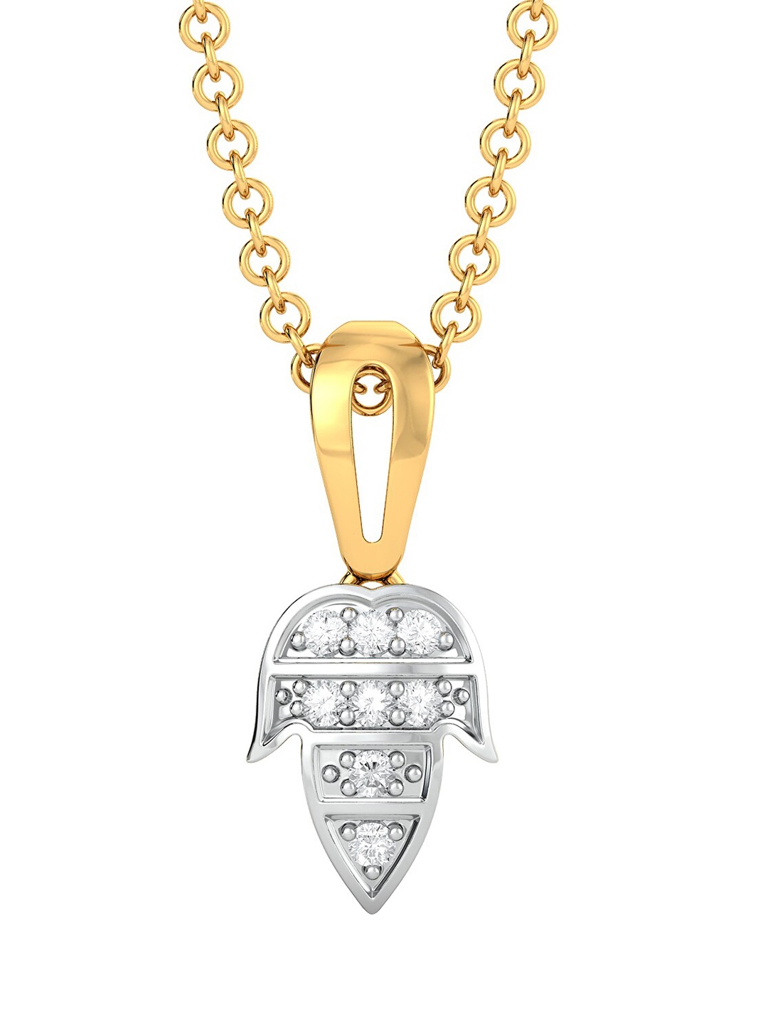 

MELORRA Foliage Fabulous Diamond-Studded Rhodium-Plated 18KT Gold Pendant- 1.2 gm
