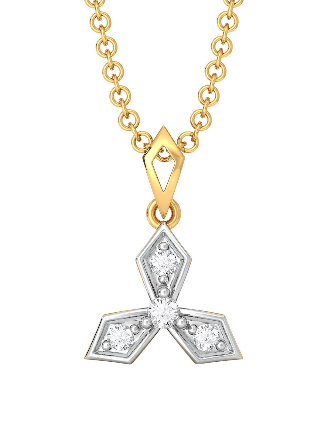 

MELORRA Tripartite chic Rhodium-Plated 18KT Gold Diamond-Studded Pendant - 1.47 gm