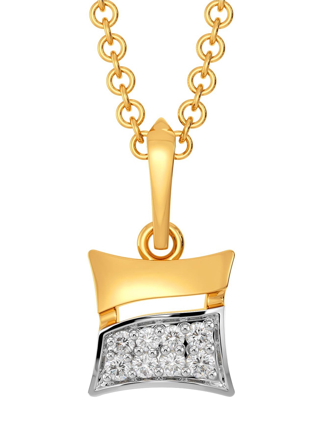 

MELORRA Suave Francais Diamond-Studded Rhodium-Plated 18KT Gold Pendant-0.86gm