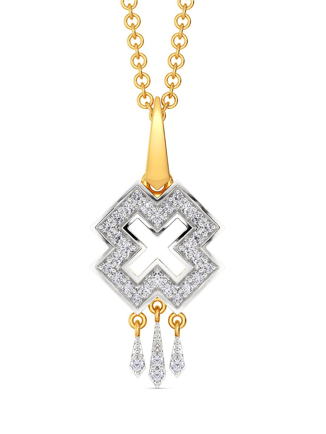 

Melorra Pattern Patent Rhodium-Plated 18KT Gold Diamond Pendant-1.67gm