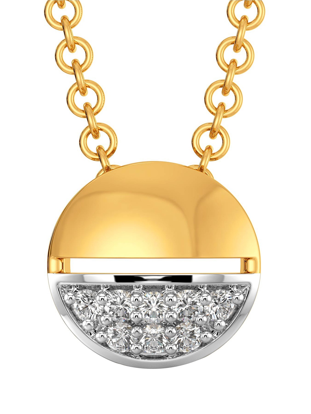 

MELORRA Cercle Classique Diamond-Studded Rhodium-Plated 18KT Gold Pendant-0.65gm