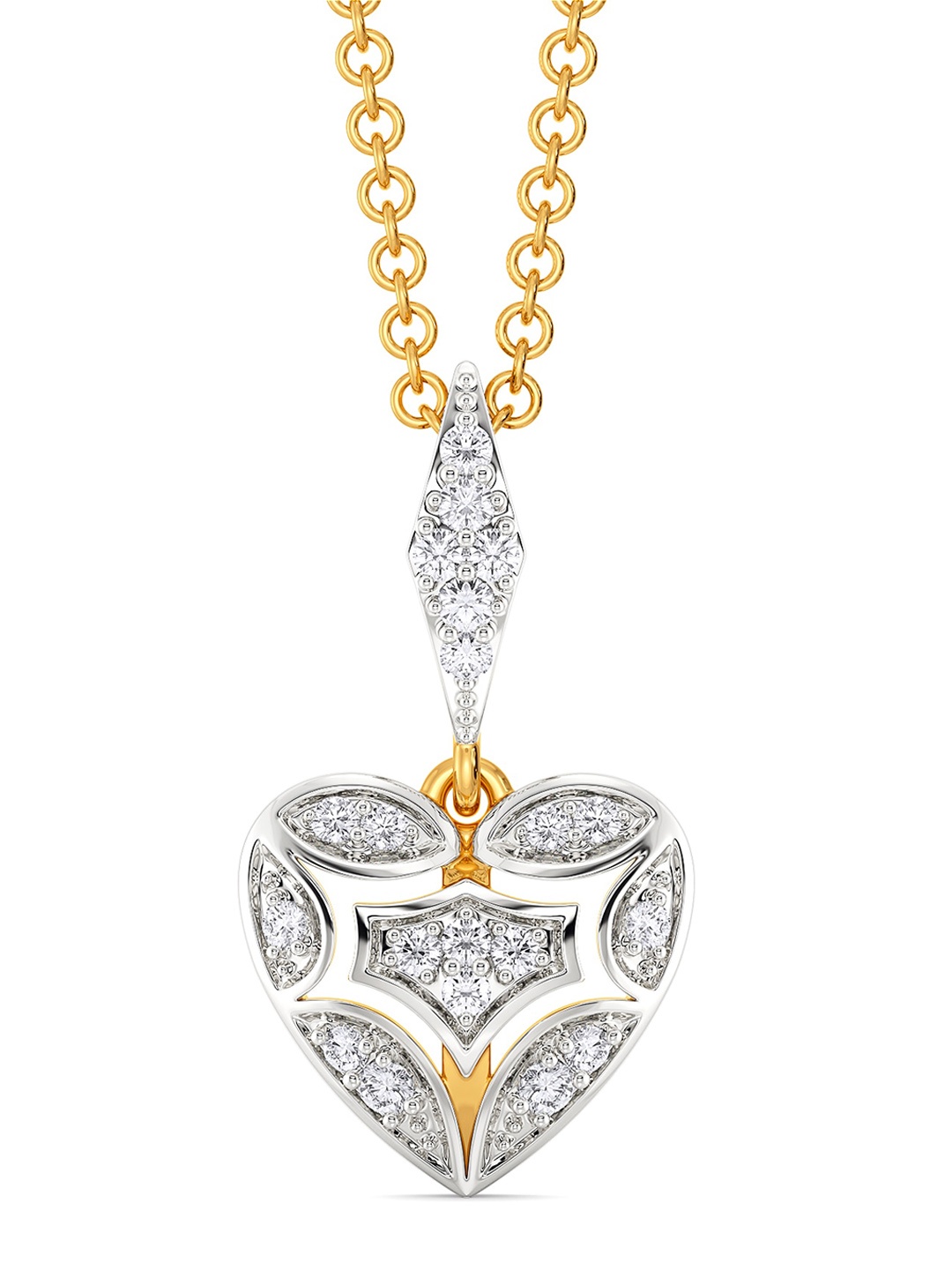 

MELORRA Art of Love Rhodium-Plated 18KT Gold Diamond Pendant-1.45gm