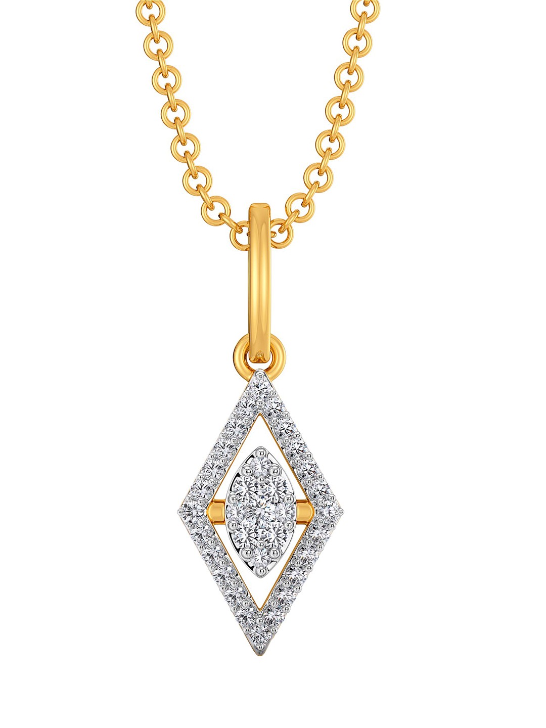 

MELORRA 18KT Rhomb Reasons Gold Diamond Pendant-1.27 g