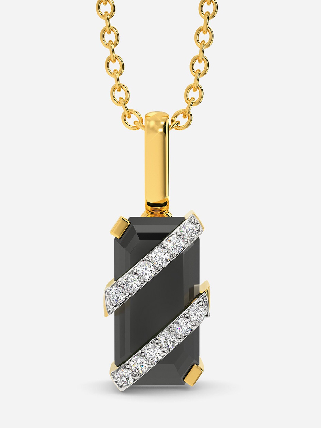 

MELORRA LBD For You Diamond-Studded Rhodium-Plated 18KT Gold Pendant- 2.25 gm