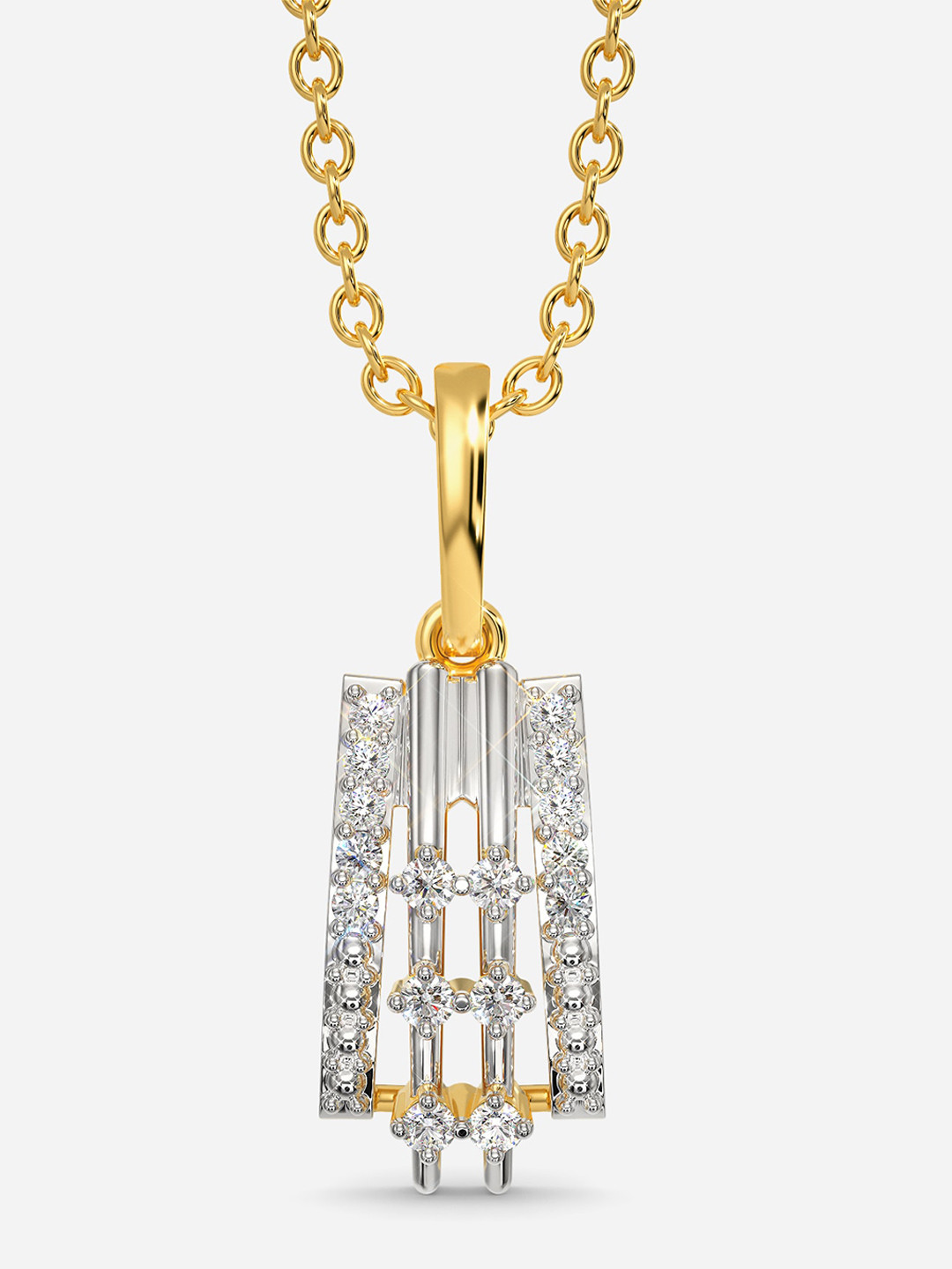

MELORRA Dazzling Night Diamond-Studded Rhodium-Plated 18KT Gold Pendant- 1.63 gm
