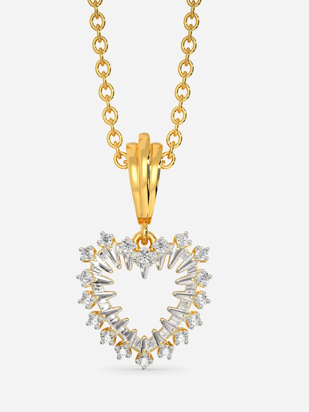 

MELORRA Zippered Romance Diamond-Studded Rhodium-Plated 18KT Gold Pendant- 1.8 gm