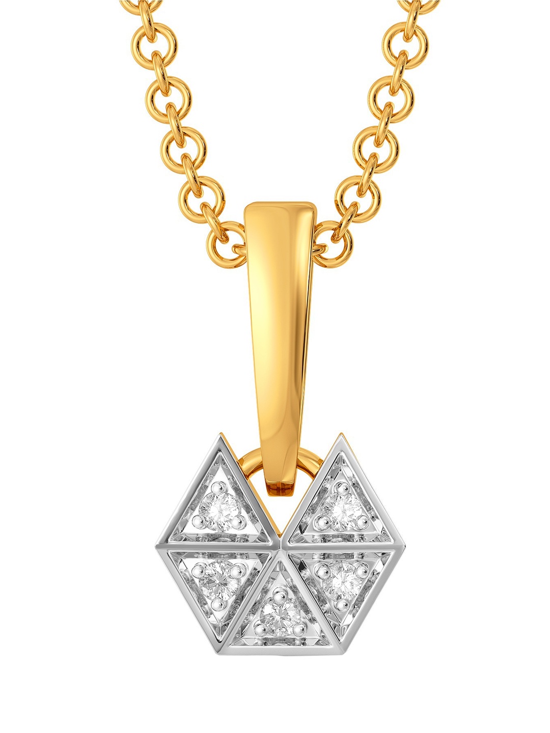

MELORRA Plaid Power Diamond-Studded Rhodium-Plated 18KT Gold Pendant- 0.92 gm